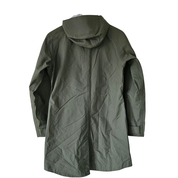 Topo Designs Olive Green Women's Tech Rain Coat Trench - Picture 3 of 13